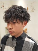 波巻きツイストスパイラルメンズカットツーブロック