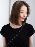 ◯長めバングシンプルストレートオリーブベージュ長めバング美髪