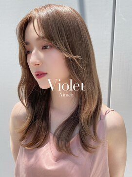 バイオレットジェム(Violet`jem) モカグレージュメルティカラーシースルー外ハネフェイスレイヤー