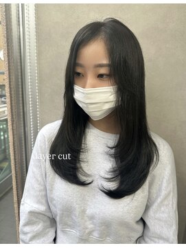 ロウ 札幌(ROW) ロングレイヤー/レイヤーカット/グレージュカラー/韓国スタイル