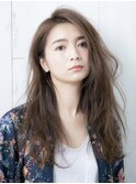 Say.ロングレイヤーオリーブグレーへーゼルグレージュ暗めカラー