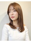 ミディアムレイヤーカット/ココアベージュ/髪質改善/艶髪p川口