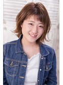 切りっぱなしボブ毛先外ハネカール