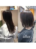 切りっぱなしボブヘルシーレイヤーイルミナカラーbefore→after