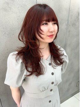 ヴェイン 渋谷(vain) 大人ガーリー ロングウルフ ピンクブラウン