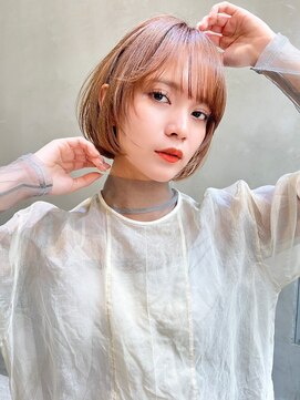 エイミー(Aimee) Aimee町田 前上がりボブ×ピンクベージュ