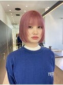 レイヤー/ボブ/ハイトーンピンク