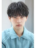 シースルーマッシュ韓国ヘアフェザーパーマセンターパート