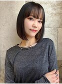 外ハネボブ/切りっぱなし/ブリーチなしWカラー/縮毛矯正5211