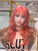 レイヤーカット＆ハイトーンピンク