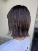 寒色ブラウン/切りっぱなしボブ/外ハネ