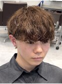 韓国マッシュミニウルフシャドウパーマツーブロックショート