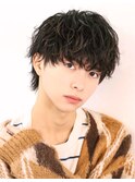 ツイストスパイラル波巻きスパイラルパーマセンターパートウルフ