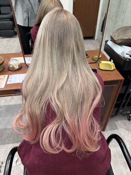 モク 立川(moc) 韓国風レイヤーカットブリーチダブルカラー前髪