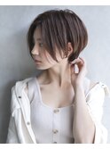 大人可愛い20代30代40代黒髪前下がりショートボブ丸みショート◎