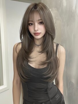 ランテルディ 渋谷(LANTERDIT) 艶髪　オリーブグレージュ　レイヤー　ブリーチ無しカラー