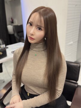 ロムーク 表参道(LOMKH) ロングレイヤーカット顔周りシールエクステ秋ヘーゼルグレージュ