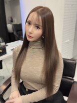 ロムーク 表参道(LOMKH) ロングレイヤーカット顔周りシールエクステ秋ヘーゼルグレージュ