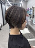 元町ショートカット白髪ぼかし白髪染めハイライト髪質改善ボブ