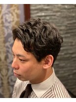 プレミアムバーバー 目黒店(PREMIUM BARBER produce by HIRO GINZA)&nbsp;七三わけミディアムアイロンパーマスタイル