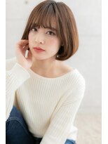 ミック ヘアアンドビューティー 大山店(miq Hair&Beauty) ミルクティーアッシュ透けバング小顔前下がりぱっつんボブc1