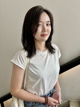 ゼスト パーク(ZEST PARK) オリーブベージュ ミディアムレイヤー 前髪なし 吉祥寺《宮坂》