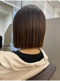 ストレートボブ 地毛風ストレート 縮毛矯正 ベージュカラー