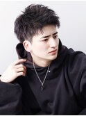 黒髪短髪(刈り上げ)ツーブロックアップバング