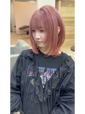 仙台ピンクベージュハイトーンカラーレイヤーハッシュカット