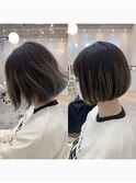 ショートボブ◎内巻き◎グラデーション/髪質改善くすみベージュ