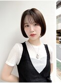 ミニボブ丸みボブ前髪あり丸顔絶壁ひし形ショートK20250918