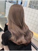 韓国ヘア顔周りレイヤーミルクティーベージュグレージュカラー