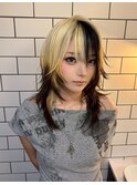 17226全頭ブリーチリタッチアンブレラカラー黒髪ルーツカラー