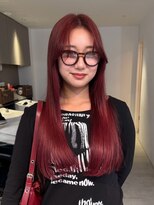ナループロアポンテ(Nalu pu loa PONTE)&nbsp;ロングレイヤーパーマ落とし暖色カラーワインレッドカラー
