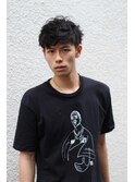 大人カッコいい黒髪ショートパーマ