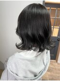 ネイビーアッシュグレージュ/ くびれボブ/大人ボブ