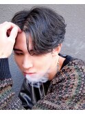ニュアンスパーマ／センターパート／メンズカット／フェード
