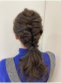 イヤリングカラー×ヘアアレンジ/ヘアセット/編み込み/ロング