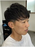ビジネスショートメンズマッシュツイストパーマツーブロック