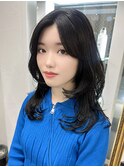韓国レイヤー/大人ガーリー/くびれ/ゆるふわカール/セミロング