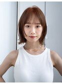 ★くびれヘアプリコットオレンジハイライトカラーレイヤーカット