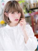 くすみベージュ内巻きワンカール前下がりボブc6志木20代30代40代
