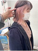 【堀惠】インナーカラーピンクベージュ吉祥寺20代30代40代ボブ