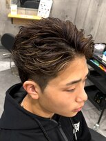 ビカムメンズヘアー 栄店(become men's hair)&nbsp;フェザーショート/メッシュパーマ/短髪/メンズカラー