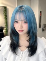 ダブル アンダーバー サロン(W_SALON)&nbsp;【W_SALON 河原町】MIZUIRO水色×エンドカラー黒