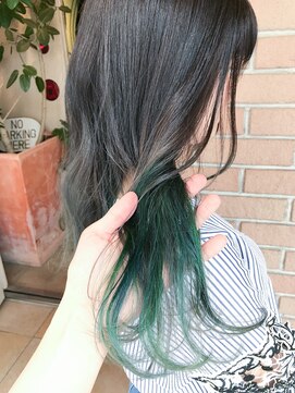 サロンドミルク 原宿(salon de MiLK) イルミナグレージュカラー×インナーグリーン&ブルー