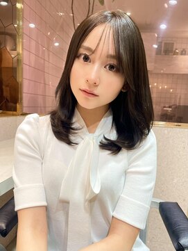 ルームバイシー 新宿(Loom. by Sea) 韓国風前髪/シルキーベージュ/グレージュカラー/斜めバング