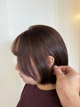 ヘアサロン カンパニュール(hair salon Campanule) オレンジカラーが引き立つ骨格修正ショートボブスタイル