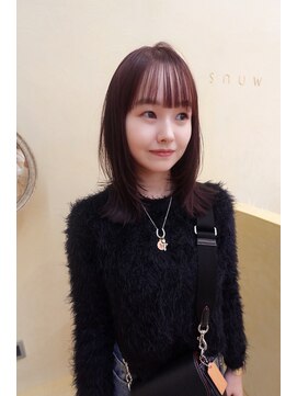 スニュウ(snuw) 【snuw mina】レイヤーカット/ワインレッドカラー/伏見