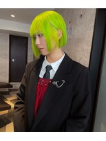 ジェム(GEM)&nbsp;《YURI》ネオングリーン/ハイトーンボブ/ネオンカラー